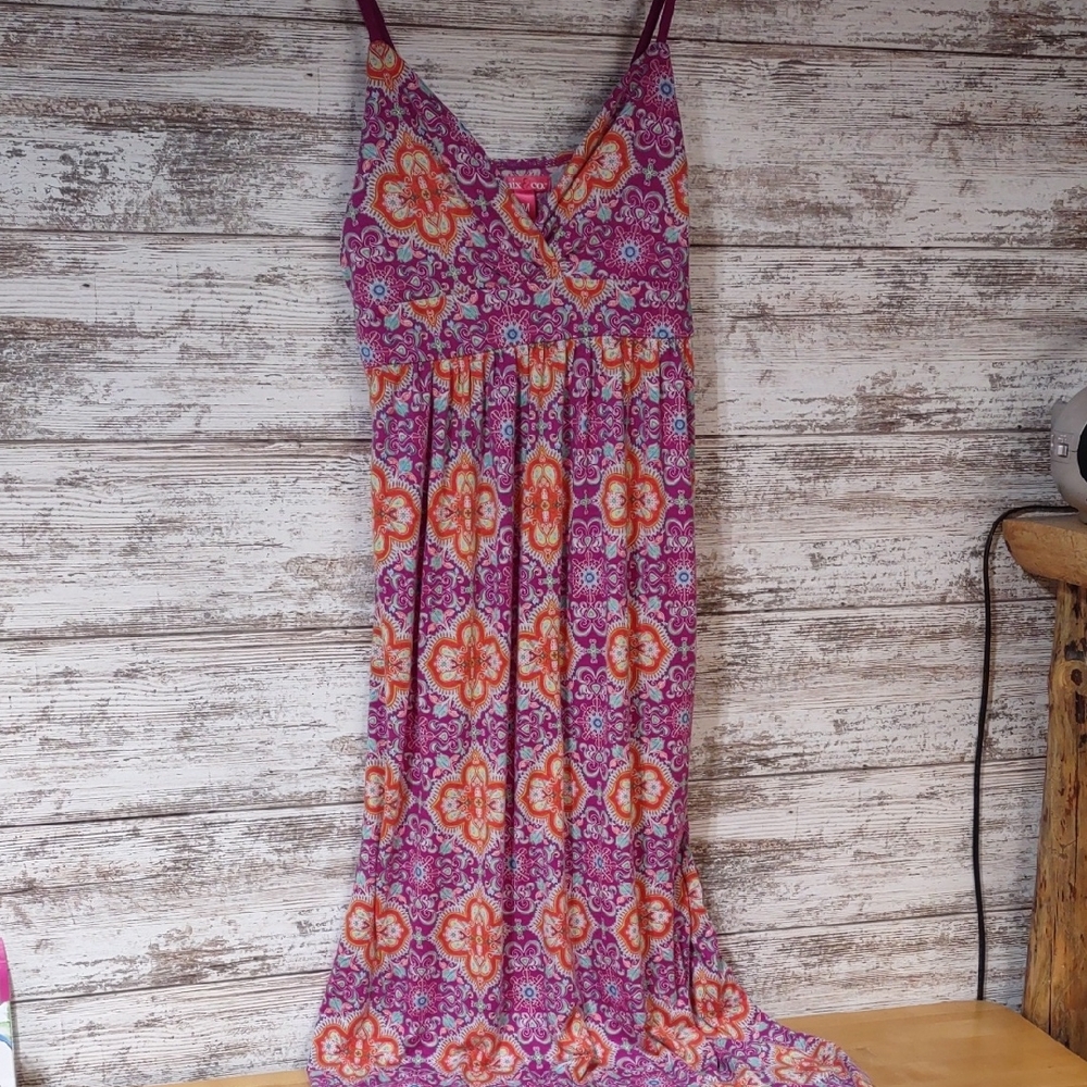 Floral Pink and Orange Maxi Dress